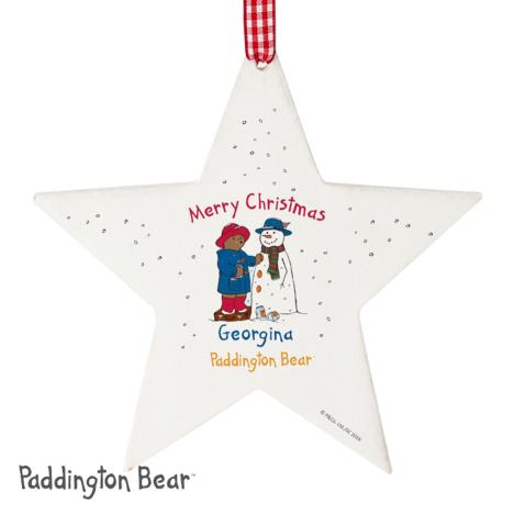 Personalised Paddington Bear Christmas Wooden Star Decoration £9.99